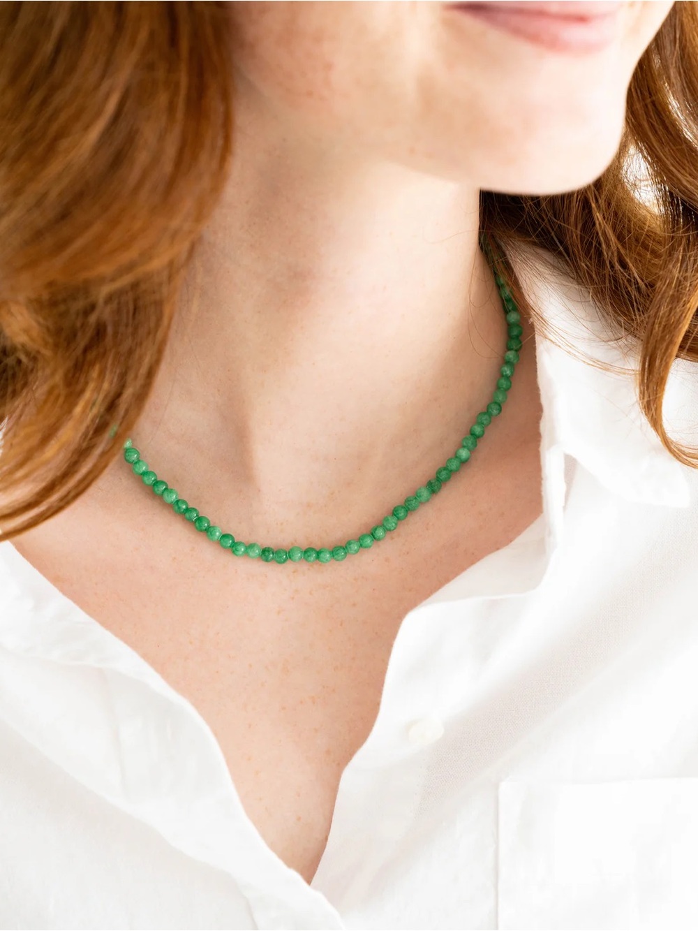 NWT Susan Shaw Jade Green Beaded Necklace - Picture 3 of 8